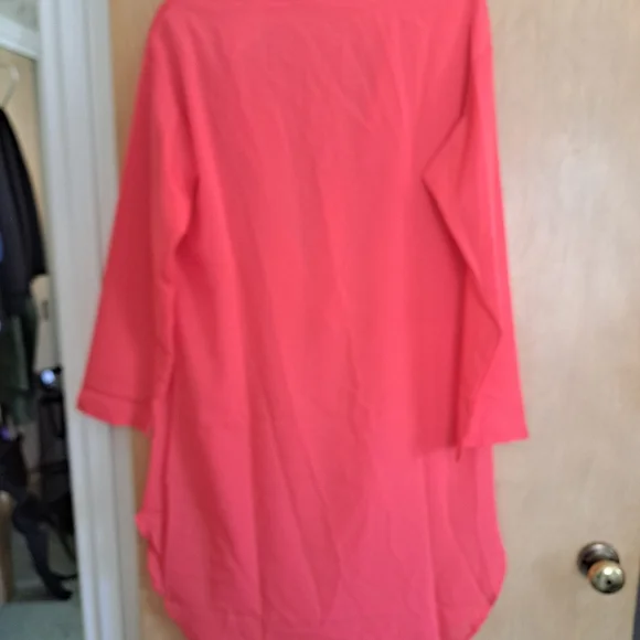 Women's NWT Summer Beach Shirt Dress Cover-up Loose Dress Coral Shrimp Color L. - Picture 5 of 5